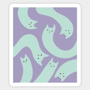 cat pattern aesthetic illustration purple mint light Sticker